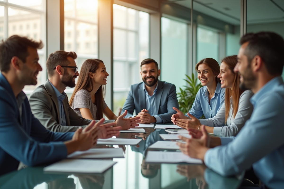 Groupe de professionnels divers en réunion de travail