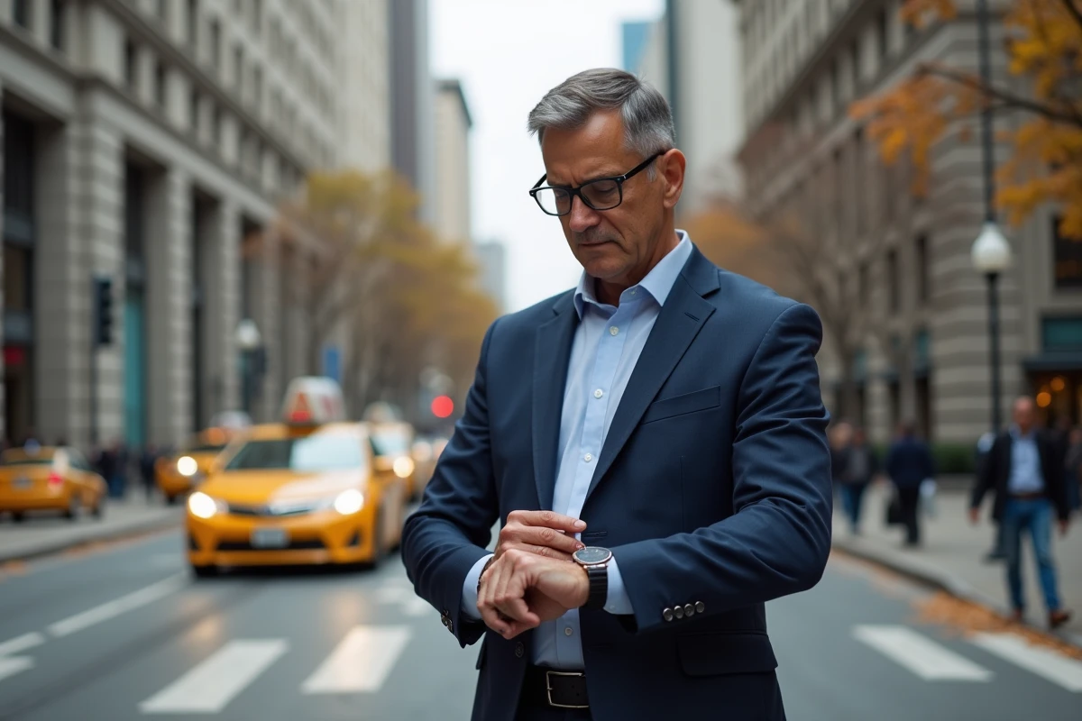 Homme d'affaires regardant sa montre dans Washington