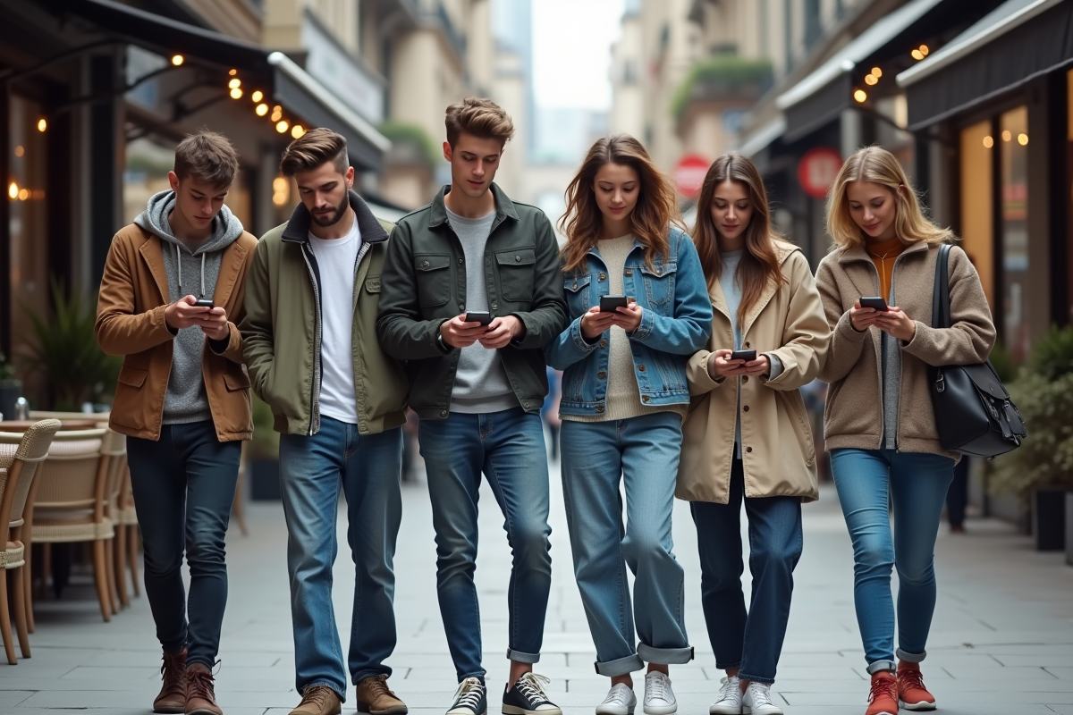 Groupe de jeunes adultes en streetwear urbain dynamique